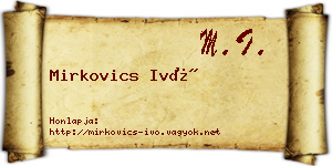 Mirkovics Ivó névjegykártya